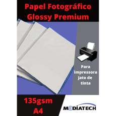 Papel foto A4 glossy 135g brilhante - R$ 0,25