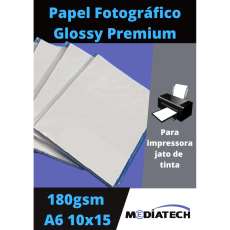Papel Foto Glossy 10x15 180g - R$ 0,12
