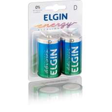 Pilha Alcalina D Grande Elgin - R$ 12,00