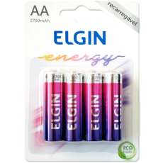 Pilha AA recarregável 2700mah Elgin - R$ 49,90